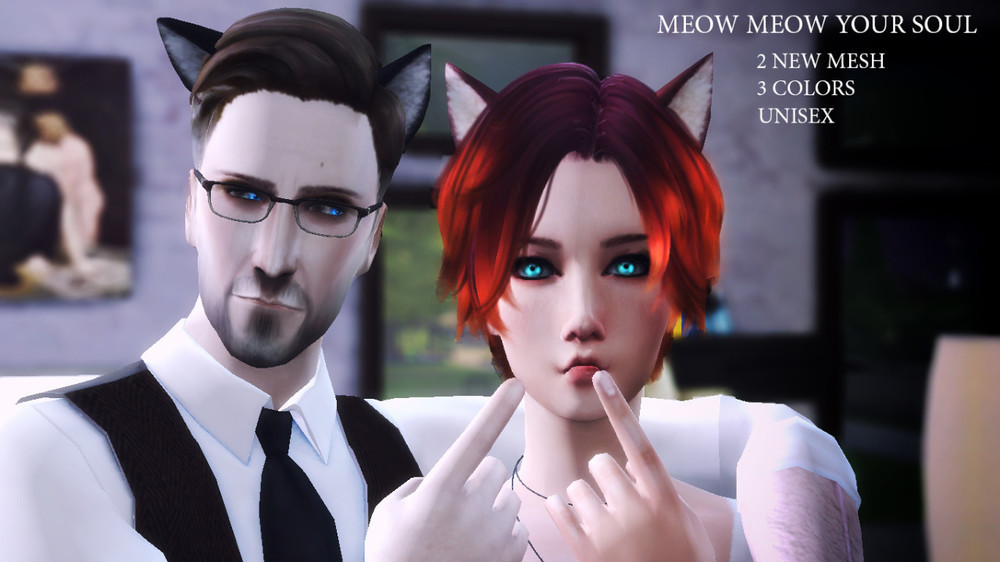 CAT EARS "MEOW MEOW YOUR SOUL" by Belakor - SimsDay.